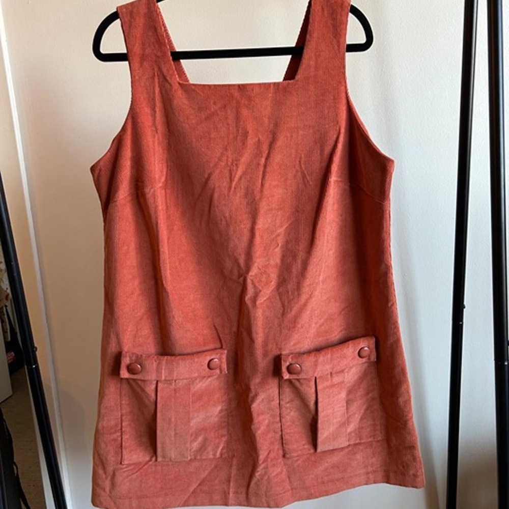 ASOS Orange Corduroy Overall Dress w/ Pockets!
